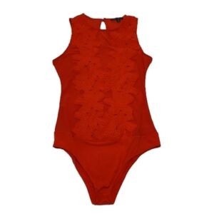 Haute Monde Sheer Orange Embordered Bodysuit
